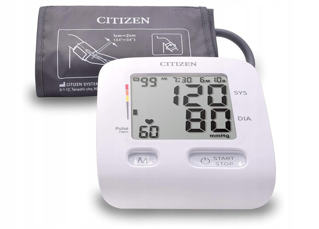 SHOULDER BLOOD PRESSURE MONITOR CITIZEN CUFF 22-42 ARRHYTHMIA CLOCK DATE CHUD517