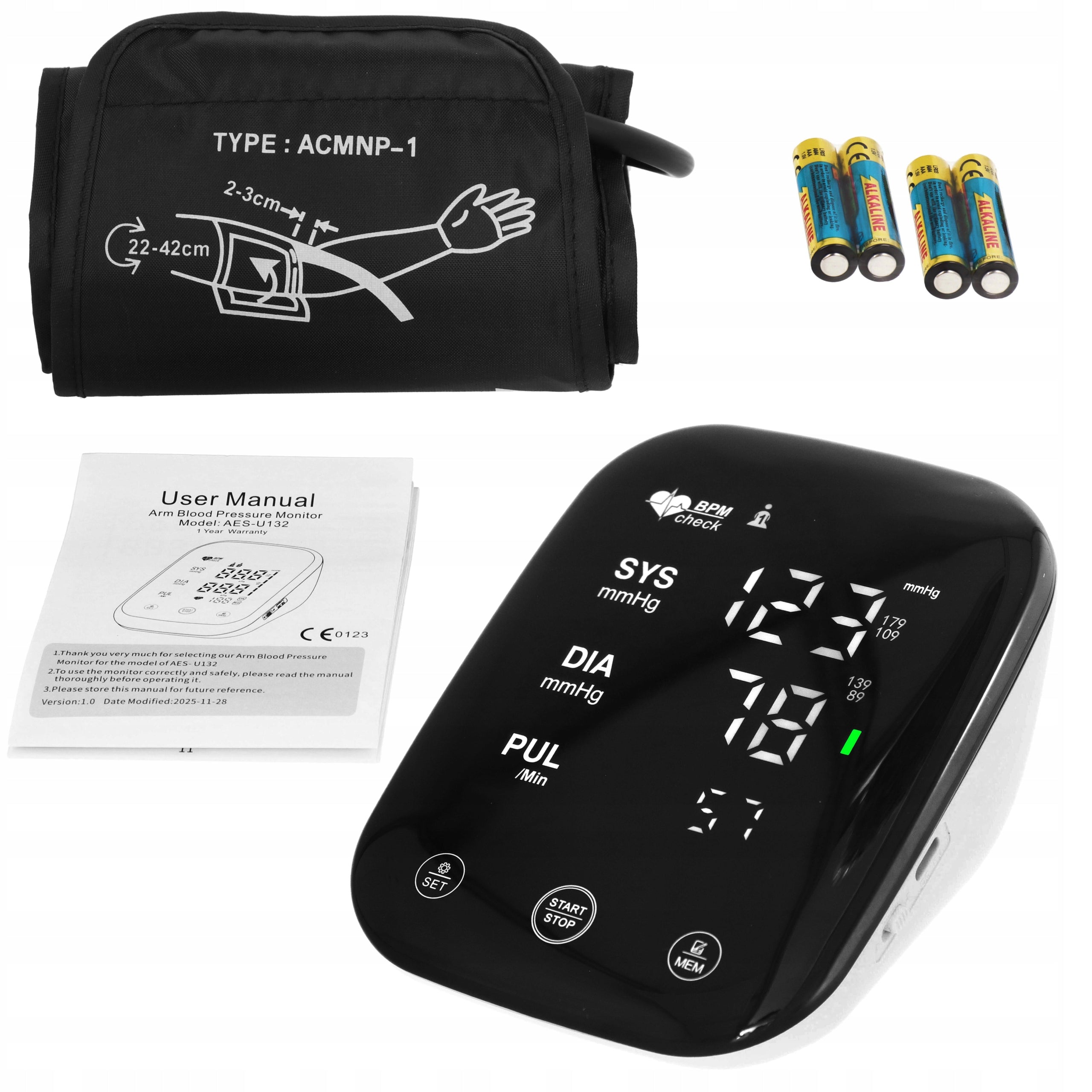 SHOULDER BLOOD PRESSURE MONITOR LARGE LED DISPLAY READABLE LIGHT