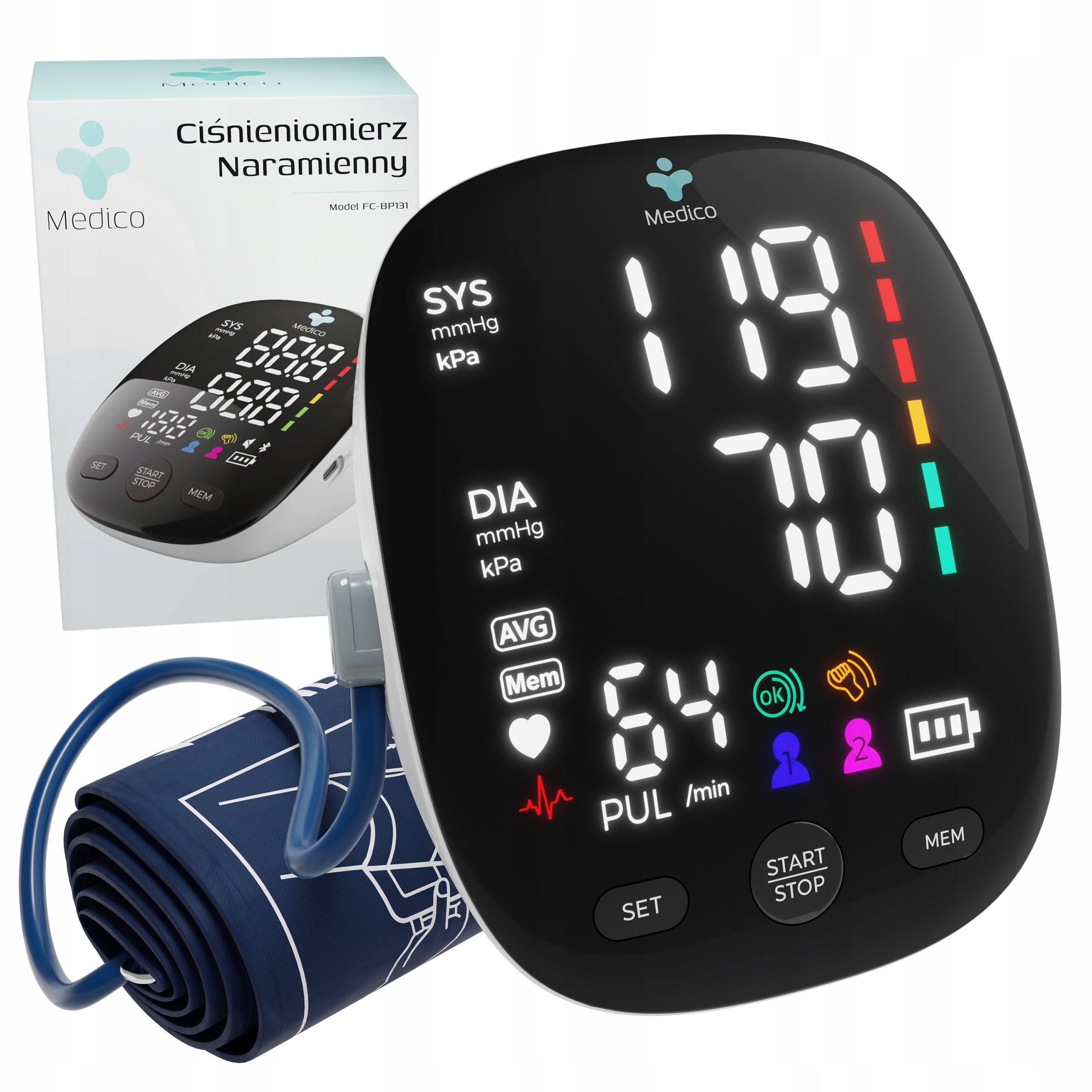SHOULDER BLOOD PRESSURE MONITOR MEDICO ARRHYTHMIA, LED SCREEN,USB, FREEBIE