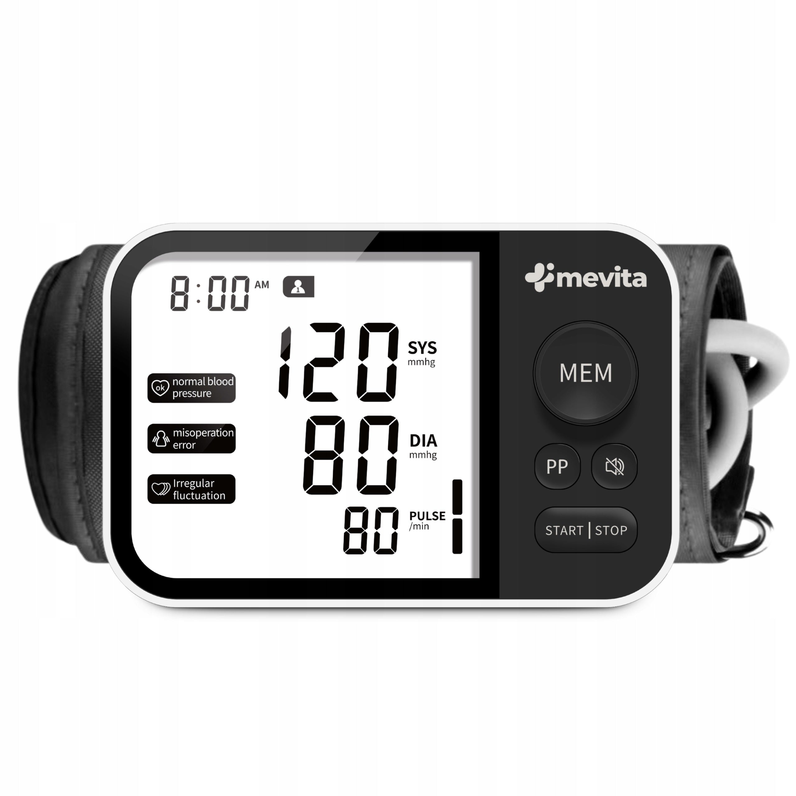 SHOULDER BLOOD PRESSURE MONITOR MEVITA BE21 ARRHYTHMIA SPEAKS in Polish CASE POWER SUPPLY Medical device yes
