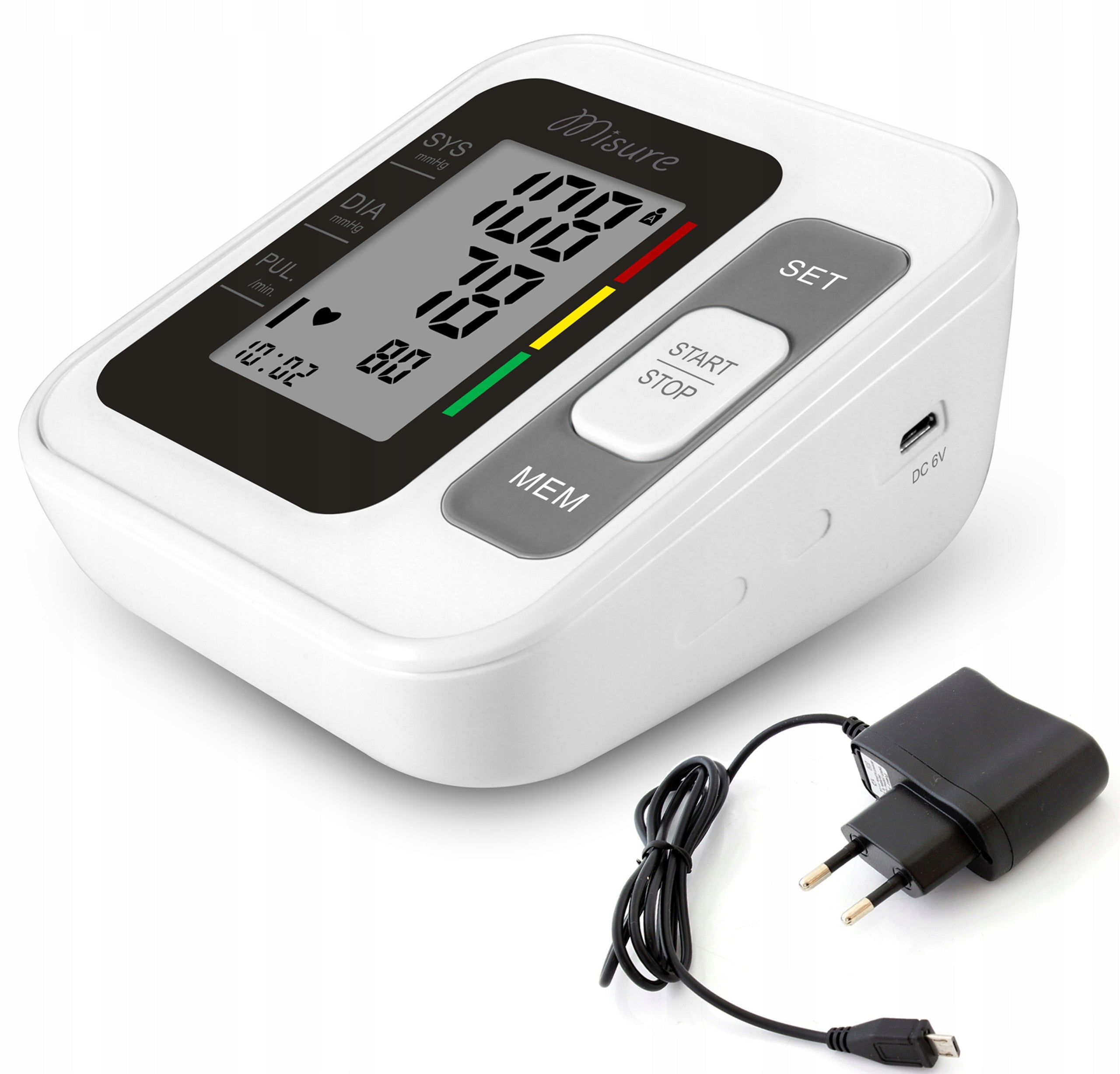 SHOULDER BLOOD PRESSURE MONITOR MISURE B26 ARRHYTHMIA CASE POWER SUPPLY SPEAKS in Polish Medical device yes