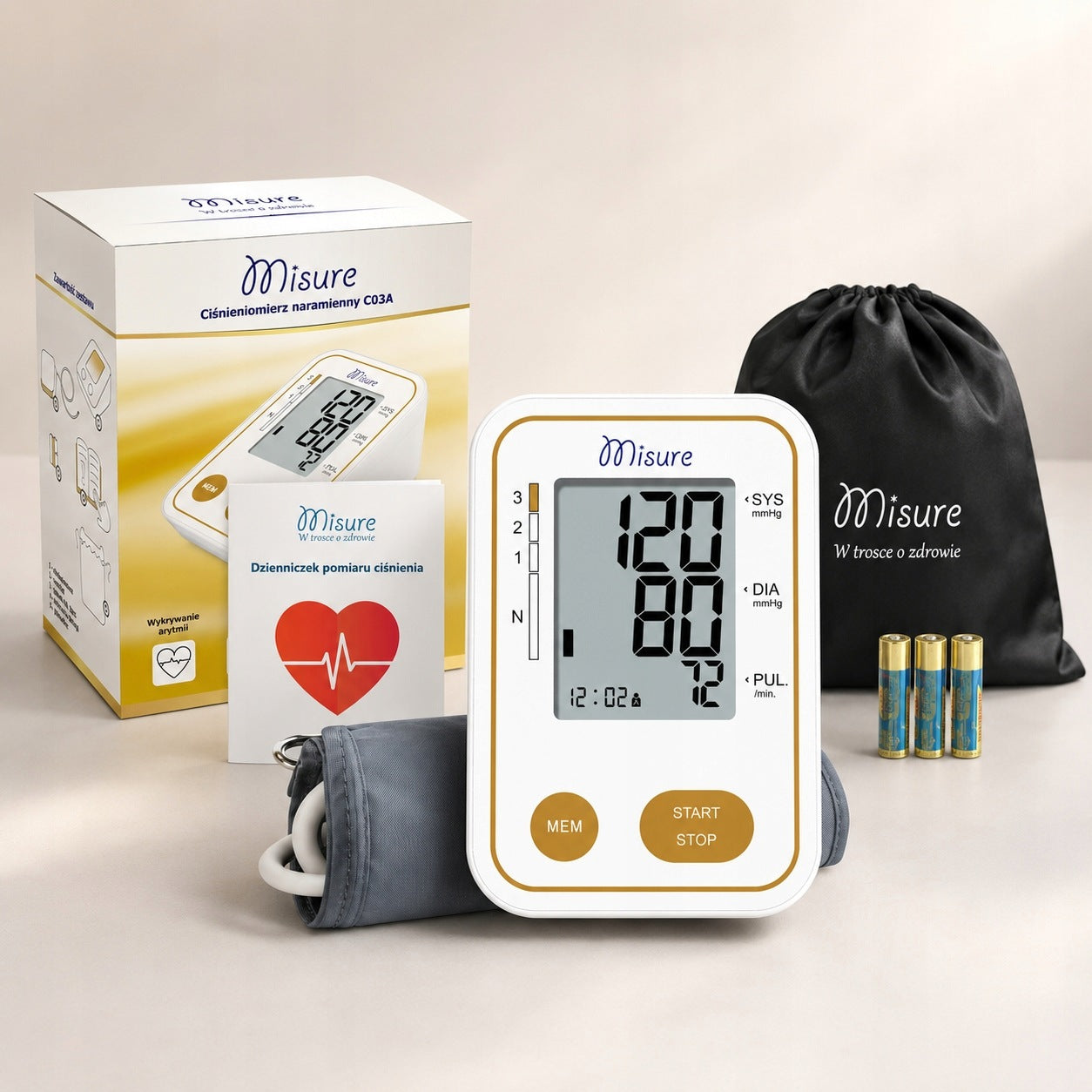 SHOULDER BLOOD PRESSURE MONITOR MISURE C03A ARRHYTHMIA USB CASE LARGE CUFF Packaging status original