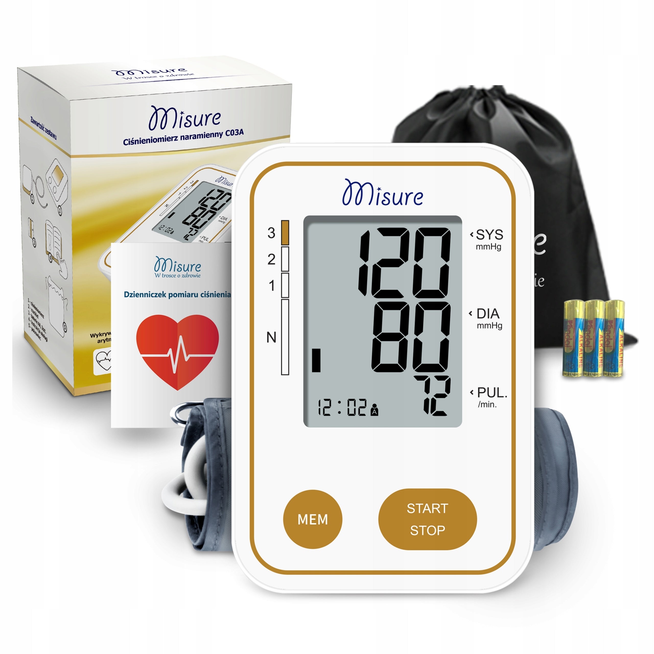SHOULDER BLOOD PRESSURE MONITOR MISURE C03A ARRHYTHMIA USB CASE LARGE CUFF