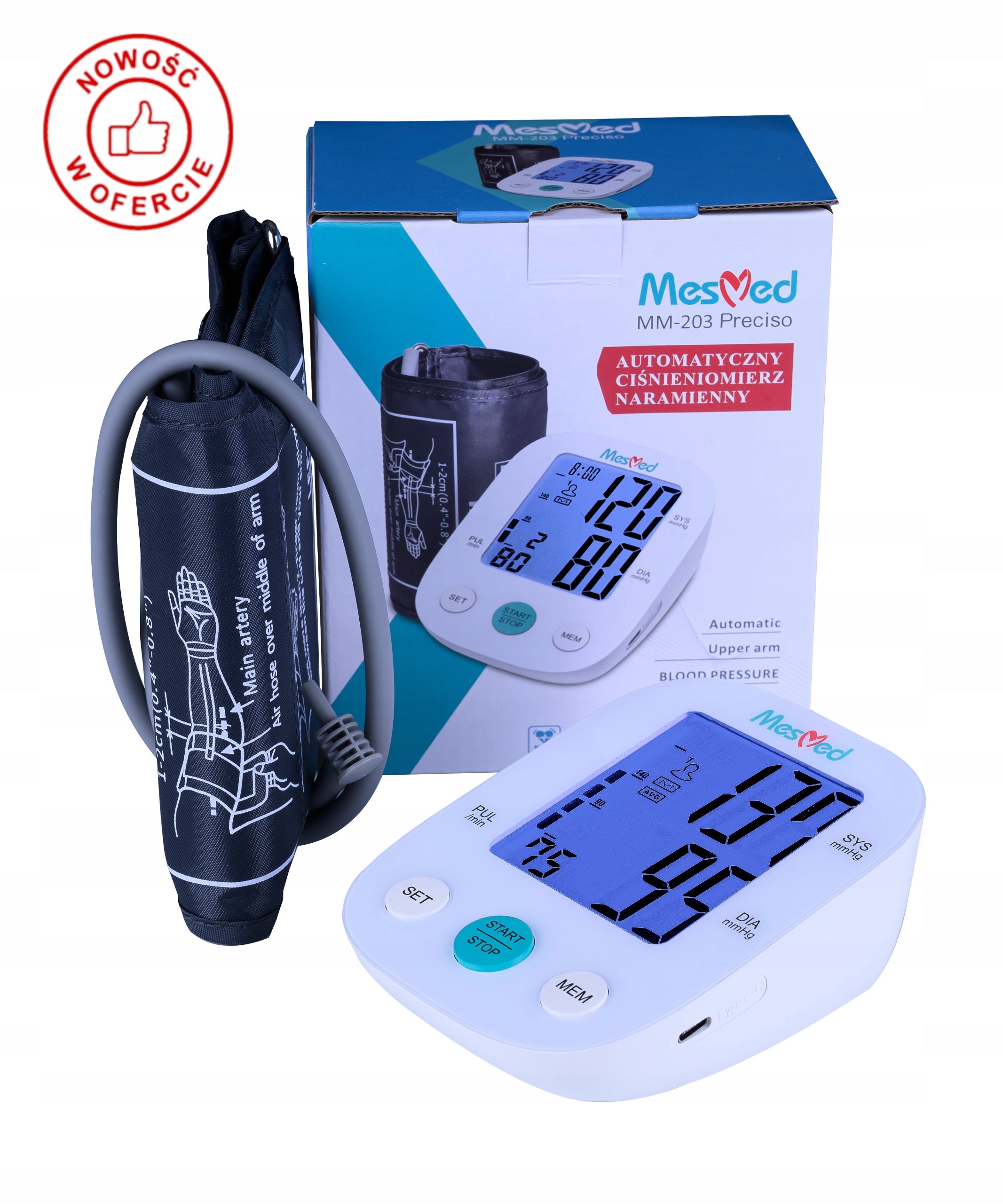 SHOULDER BLOOD Pressure Monitor AUTOMATIC Arrhythmia Memory 2 Pers MM-203 Preciso