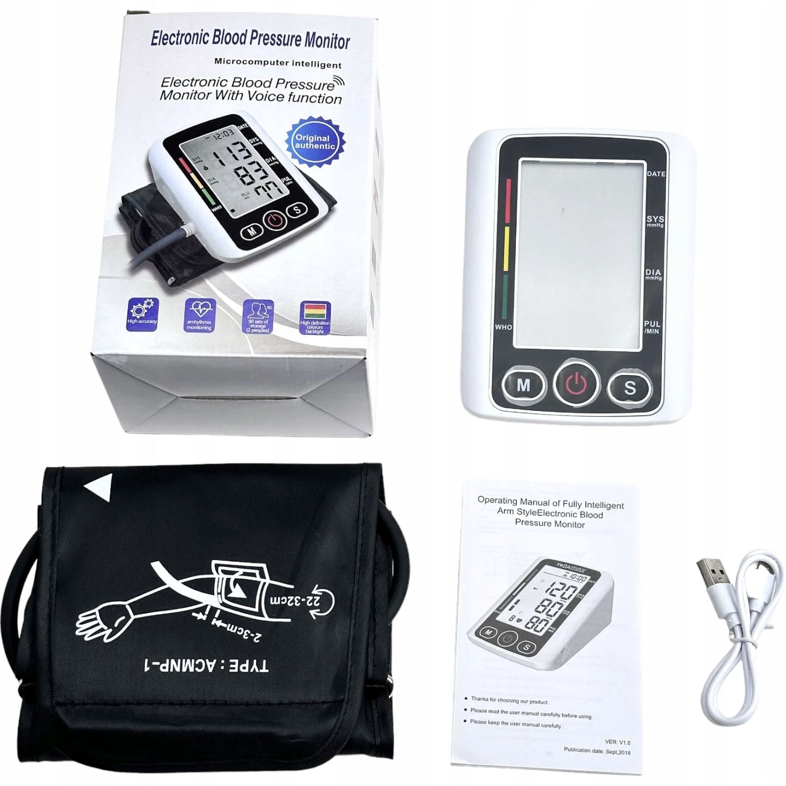 SHOULDER ELECTRONIC BLOOD PRESSURE MONITOR LARGE LED DISPLAY 22-32CM PL Manufacturer code 6959347356407