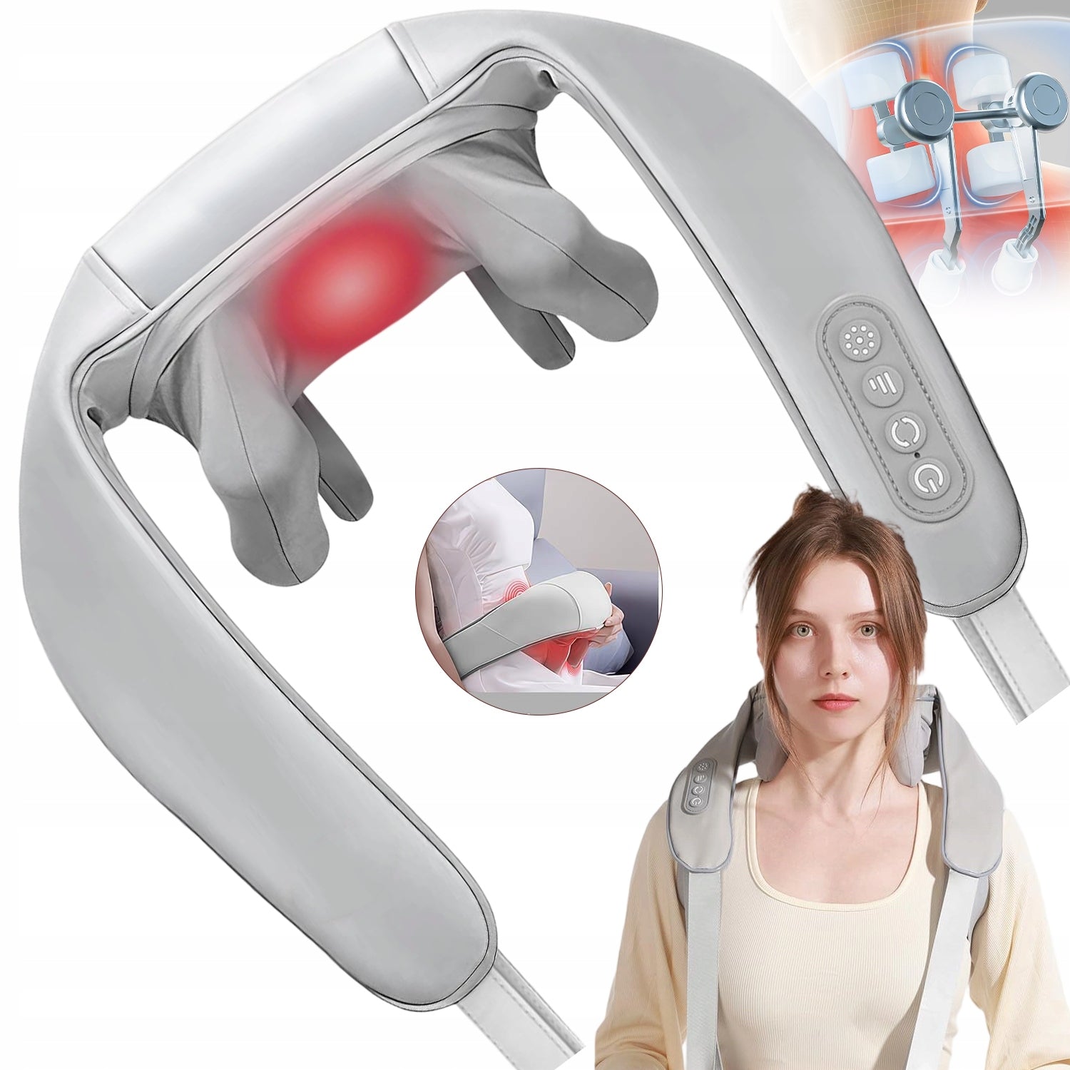 SHOULDER NECK MASSAGER WITH HEATING 2000MAH SHIATSU 3 INTENSITY