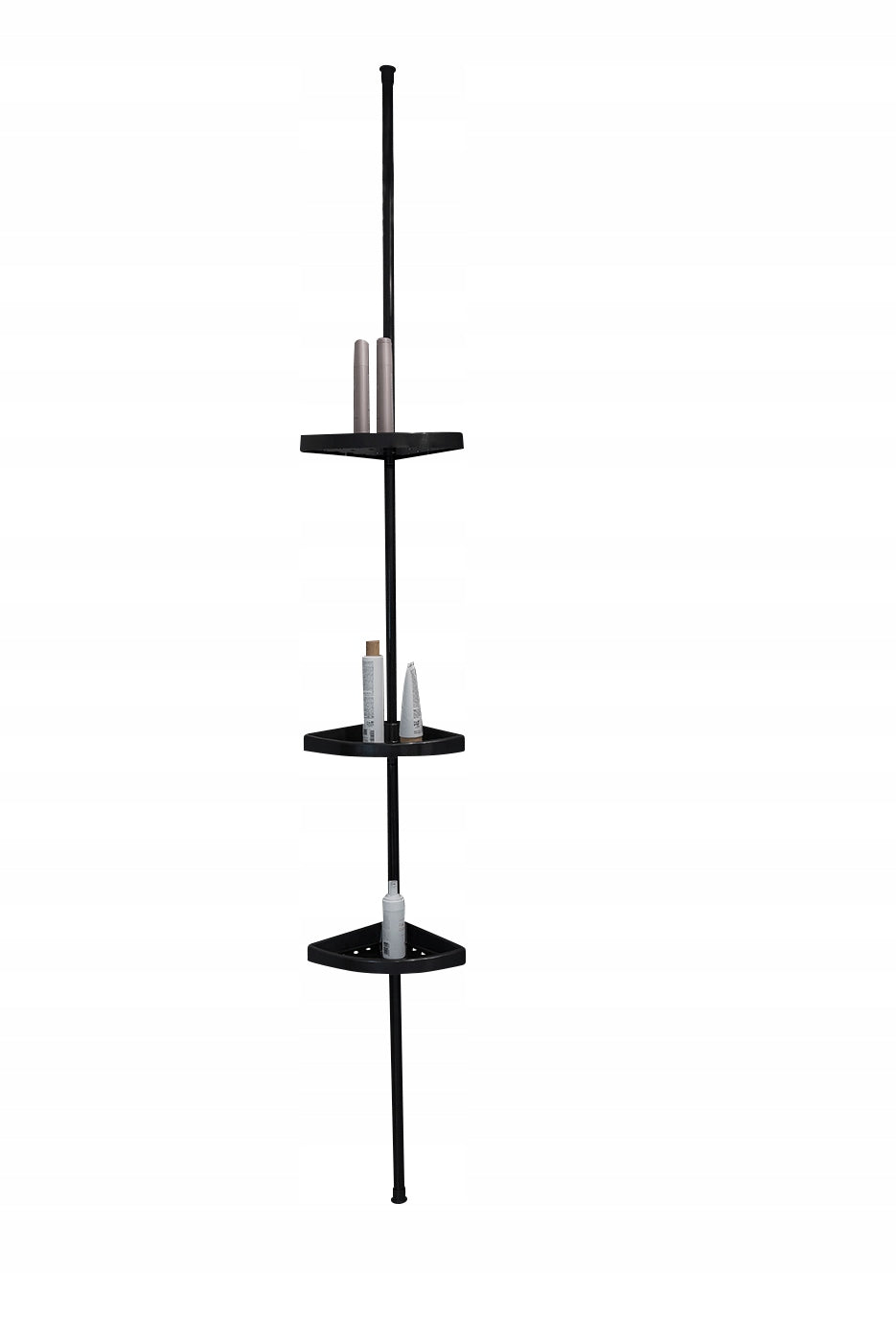 SHOWER BATHROOM SHELF 80-290 BLACK TELESCOPIC CORNER ADJUSTABLE Brand Estiva