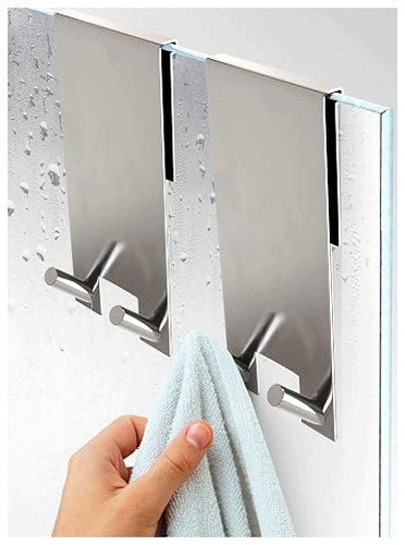 SHOWER HOOKS WITHOUT DRILLING STEEL FOR GLASS 6 12MM 2PCS STEEL