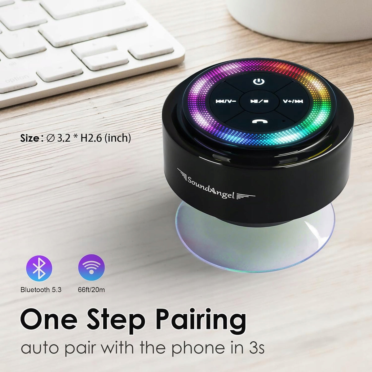 SHOWER SPEAKER IMPROVED PROFESSIONAL IDEAL FOR BATHING ON BLUETOOTH Packaging status original