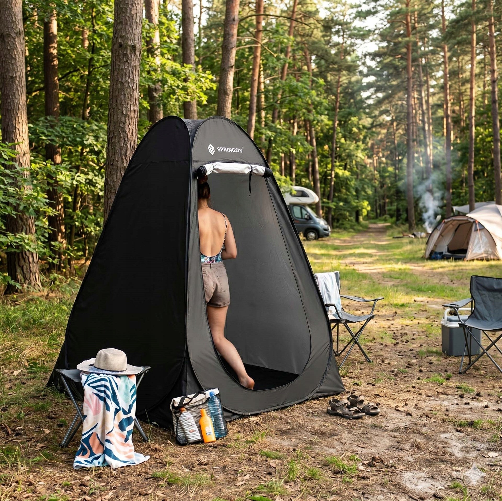 SHOWER TENT TOILET CHANGING ROOM PORTABLE CAMPING BEACH Packaging status original