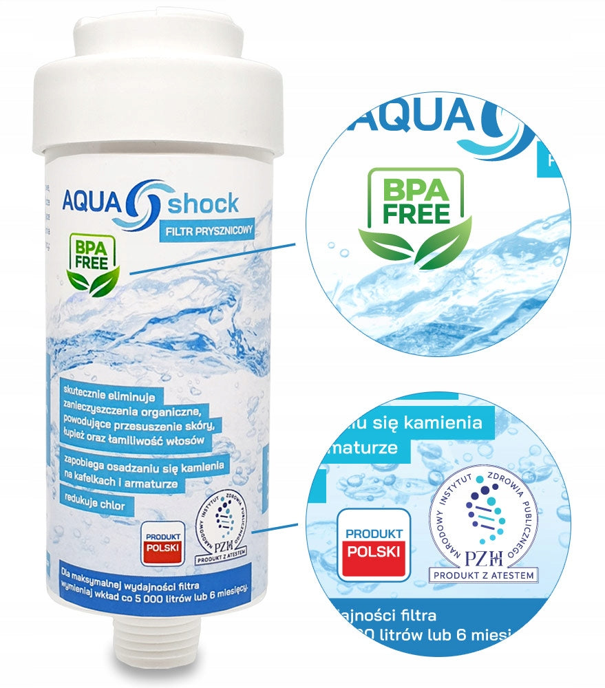 SHOWER WATER FILTER FOR SHOWER AQUA shock KDF Brand AQUA Shock