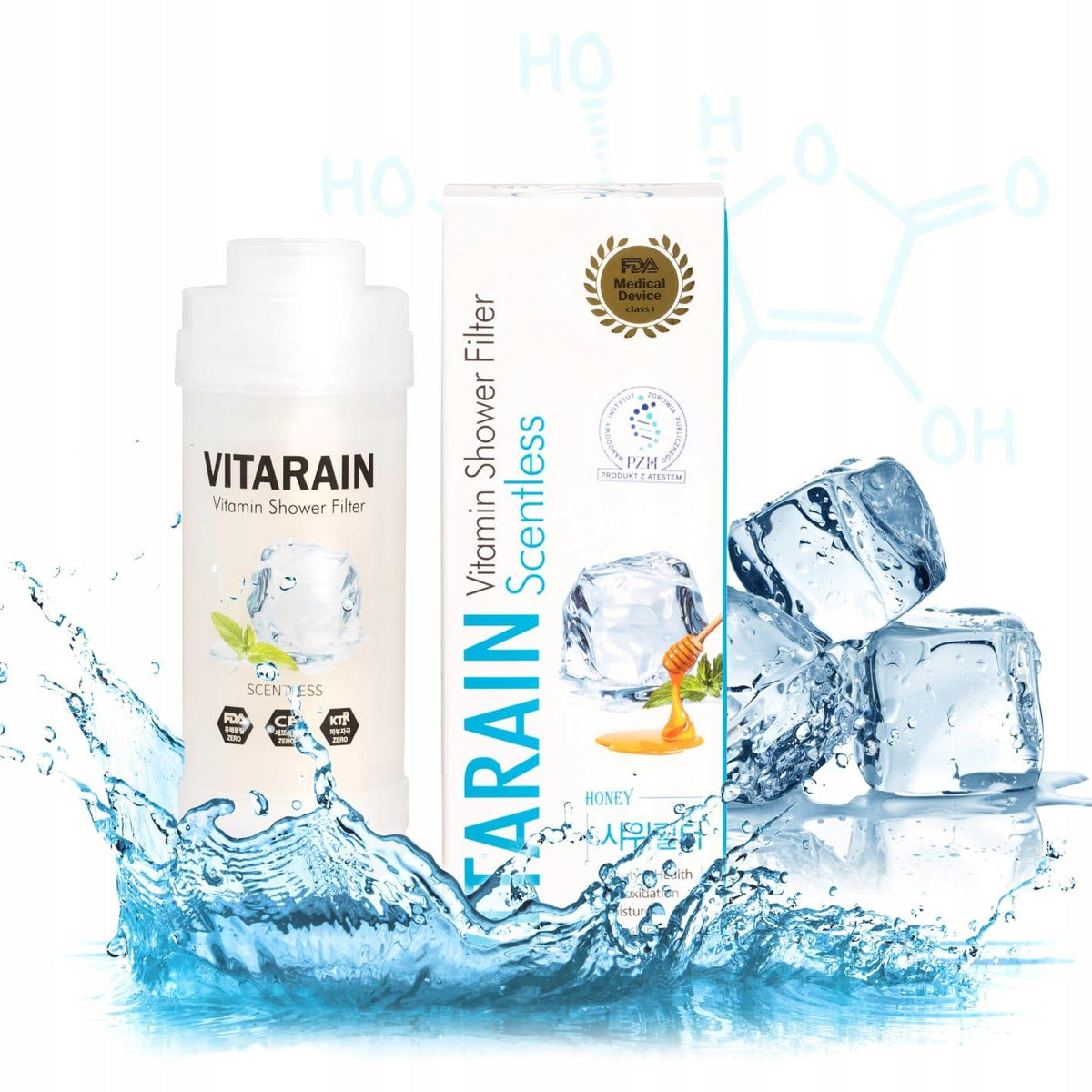 SHOWER WATER FILTER WITH VITAMIN C VITARAIN unscented MADE IN KOREA
