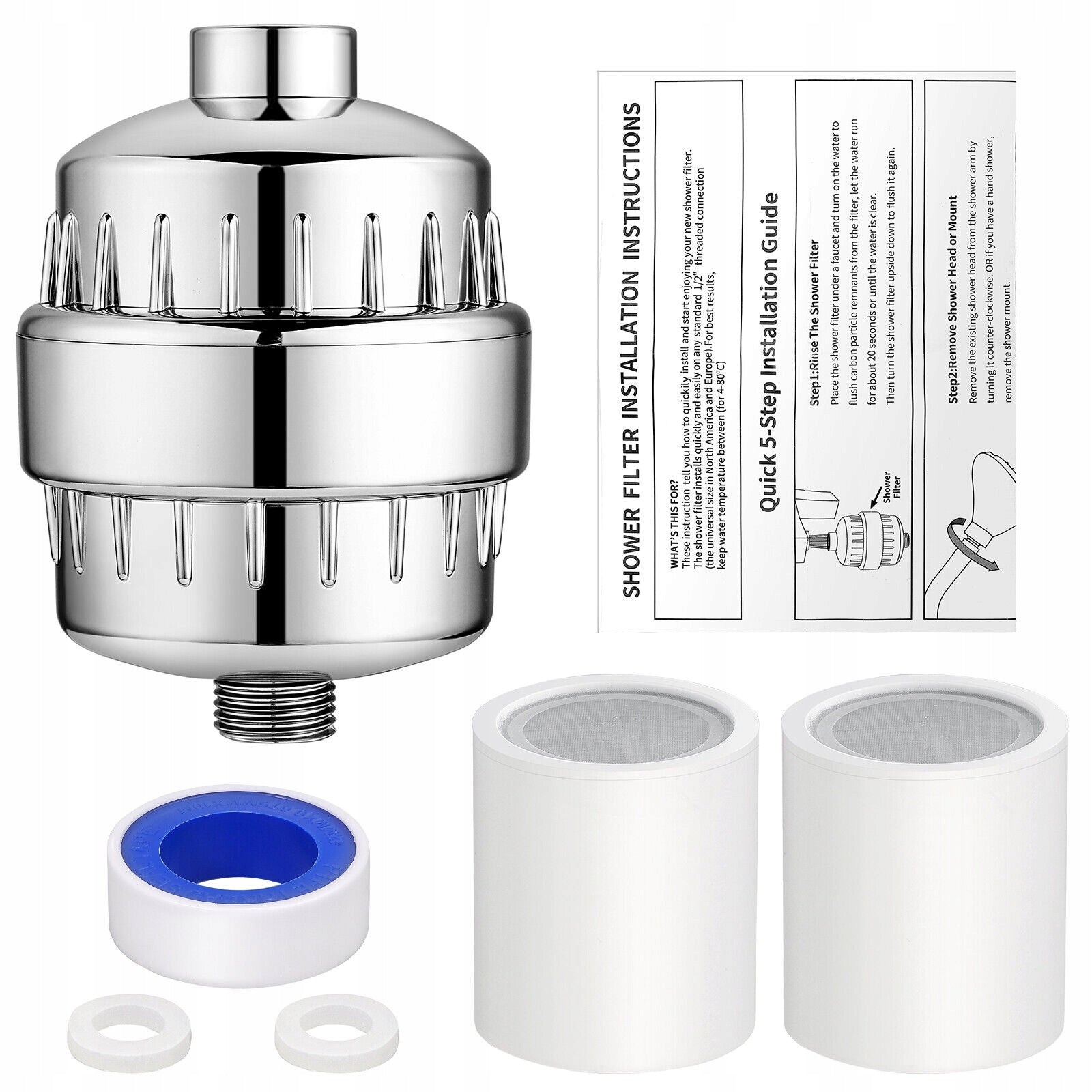 SHOWER WATER FILTER shock CHROME Silver Brand no brand
