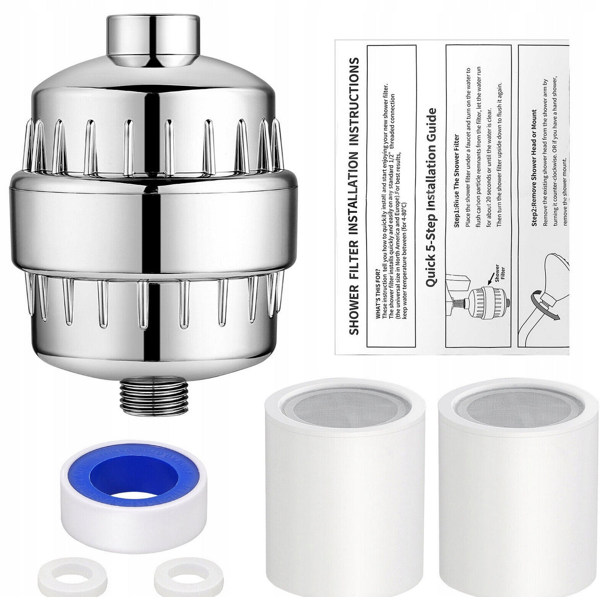 SHOWER WATER FILTER shock Silver with spare cartridge Brand no brand