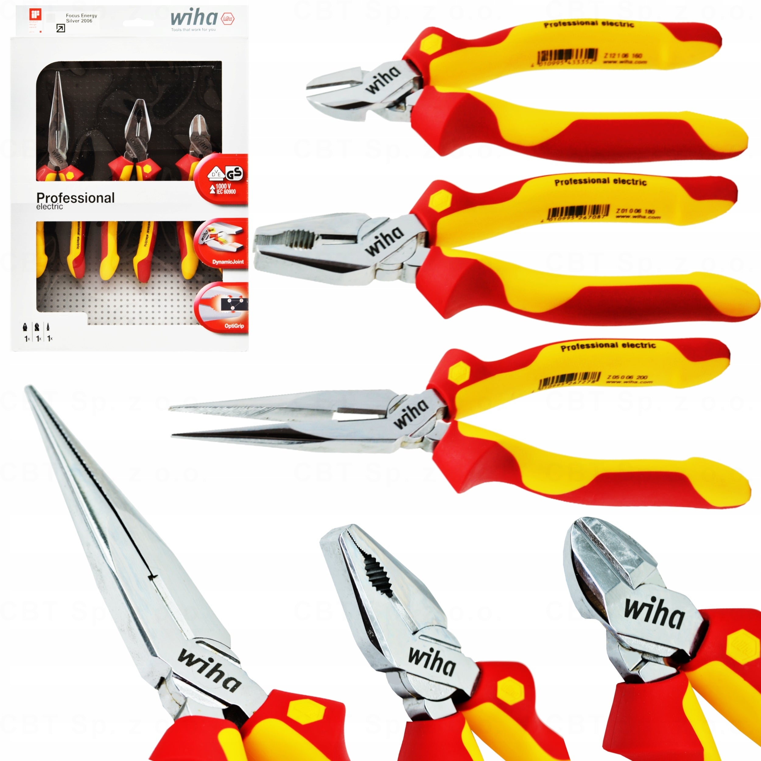 SIDE CUTTING PLIERS VDE INSULATED 1 KV WIHA 26852 SET OF 3