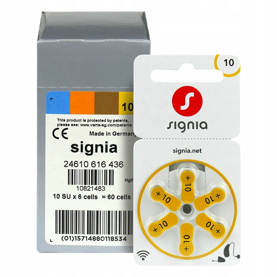 SIEMENS SIGNIA Hearing Aid Batteries 10 / PR70 60pcs 10x6 Set Yellow