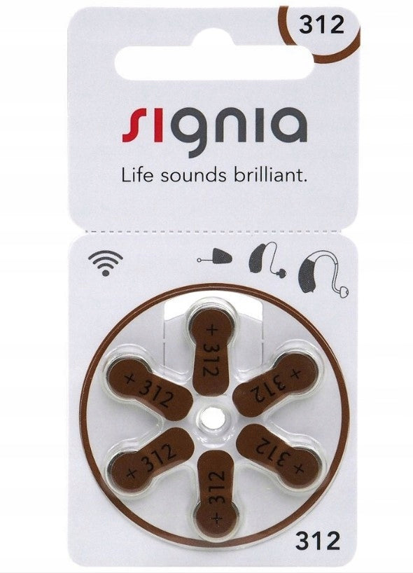 SIEMENS SIGNIA Hearing Aid Batteries 312 MF (PR41) 6 Pack