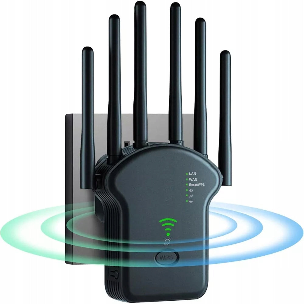 SIGNAL AMPLIFIER WiFi NETWORK REPEATER POWERFUL 1200Mb/s 2.4G+5GHz - 6 ANTENNAS Manufacturer code AC1200