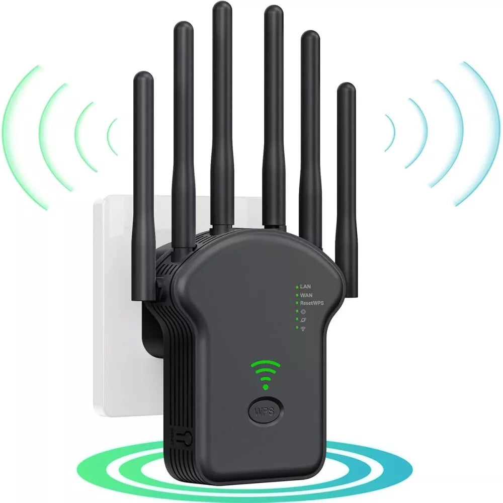 SIGNAL AMPLIFIER WiFi NETWORK REPEATER POWERFUL 1200Mb/s 2.4G+5GHz - 6 ANTENNAS