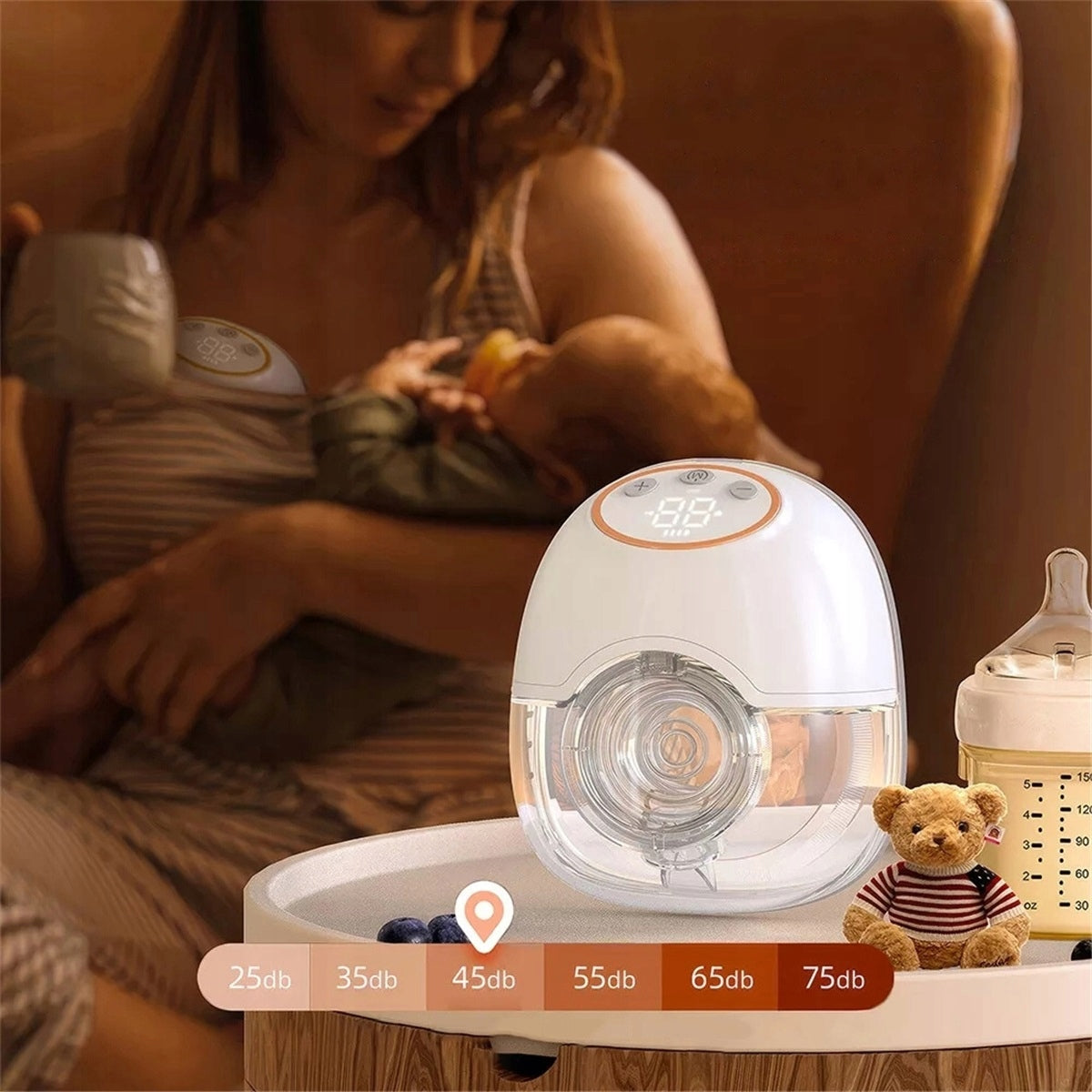 SILENT BREAST PUMP 45DB 150ML WITH REVERSE PROTECTION AND USB-C CABLE Medical device no