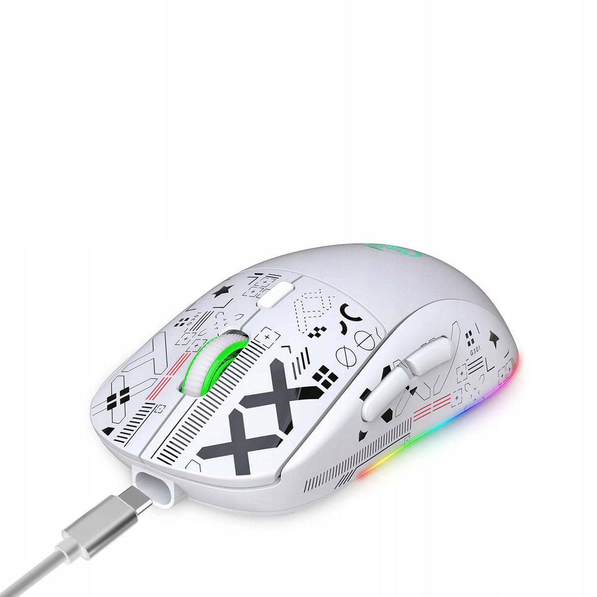SILENT WIRELESS GAMING MOUSE HXSJ T90 WHITE TRI-MODE RGB Packaging status original