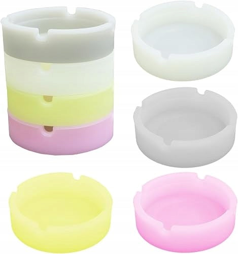 SILICONE ASHTRAY GLOWING FLUORESCENT 8 PCS COLORFUL silicone