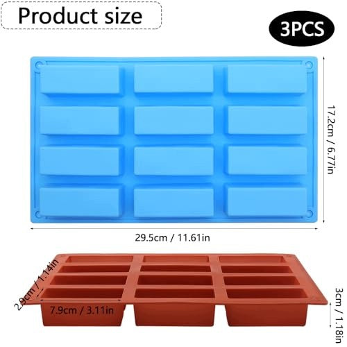 SILICONE BAR MOLDS SET OF 3 PIECES 12 COMPARTMENTS KITCHEN Manufacturer code SWC5908151499597
