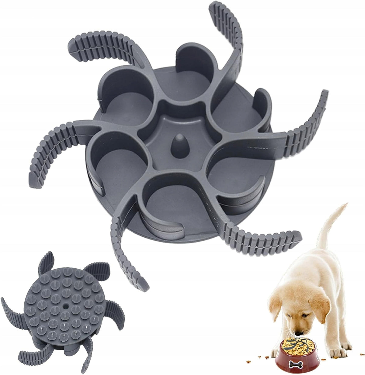 SILICONE DOG SPIRAL BOWL WITH SUCTION CUPS CUTTING CAPABILITY