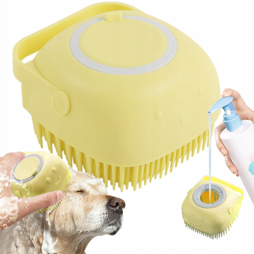 SILICONE DOG WASH BRUSH WITH DISPENSER SOFT DOG BRUSH
