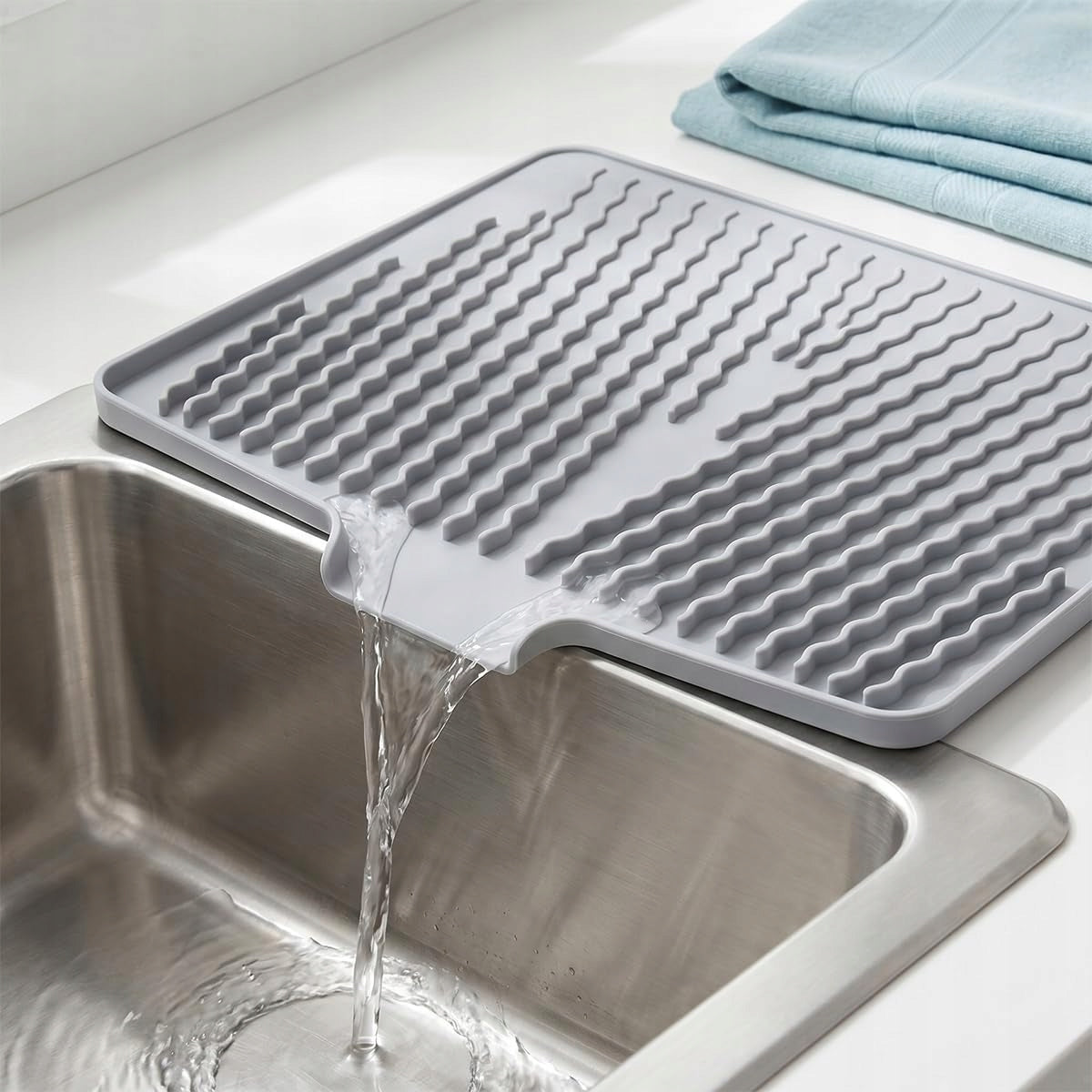 SILICONE DRIP MAT FOR DISHES 33X40 CM GREY WITH DRAIN WITHOUT BPA Brand no brand