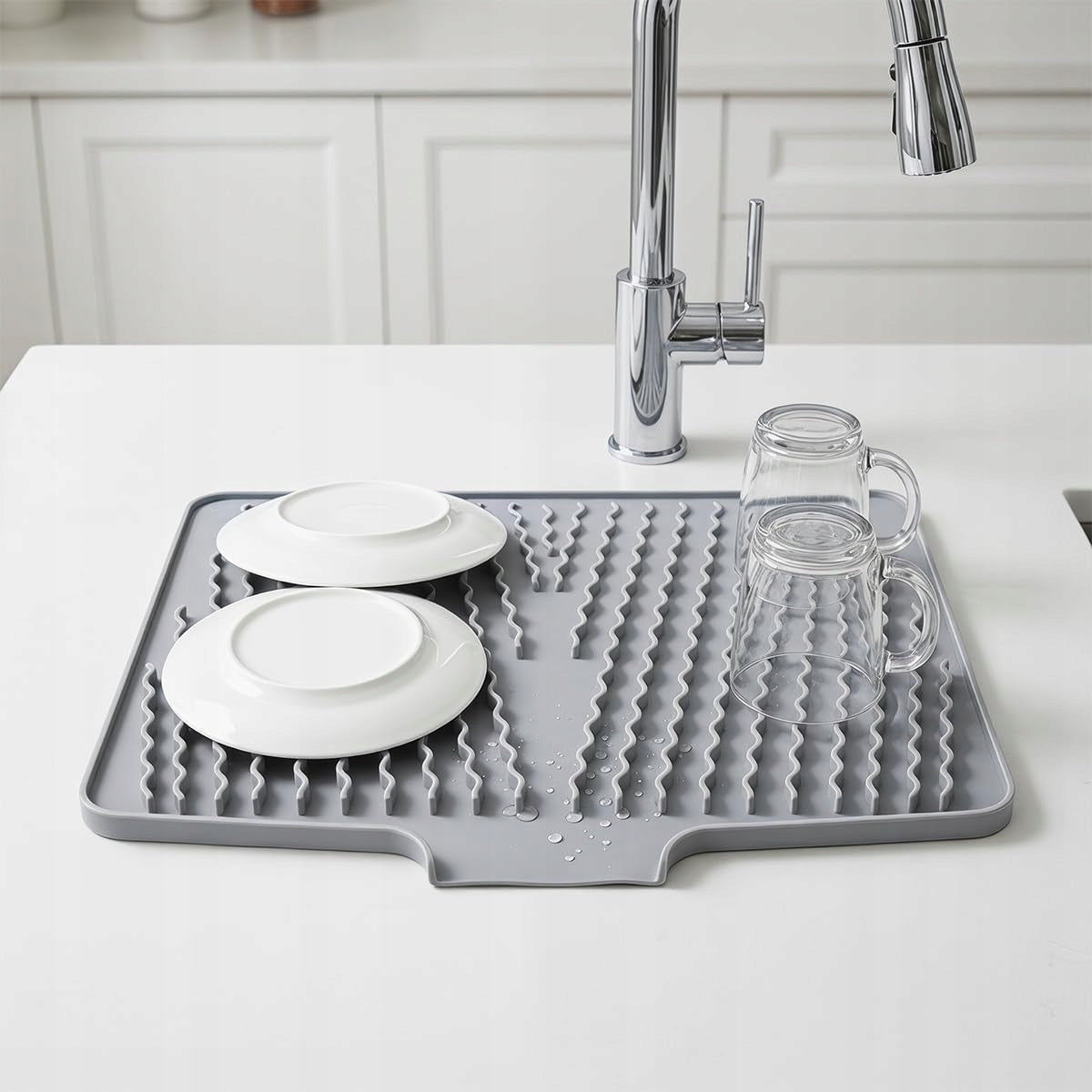 SILICONE DRIP MAT FOR DISHES 33X40 CM GREY WITH DRAIN WITHOUT BPA Manufacturer code 576886
