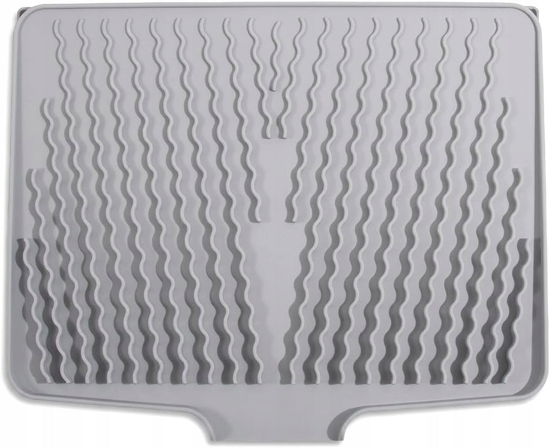 SILICONE DRIP MAT FOR DISHES 33X40 CM GREY WITH DRAIN WITHOUT BPA