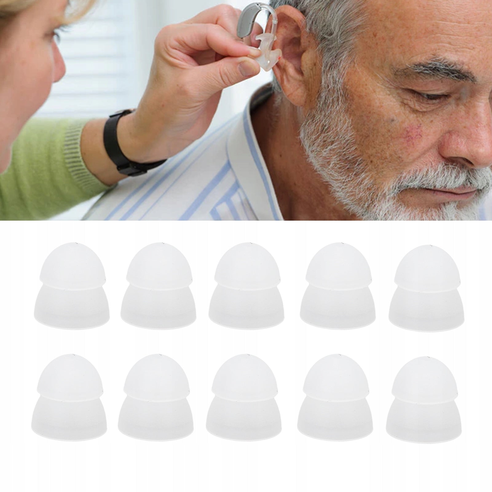 SILICONE EARBUDS FOR HEARING AID 8mm 10 PCS Packaging status original