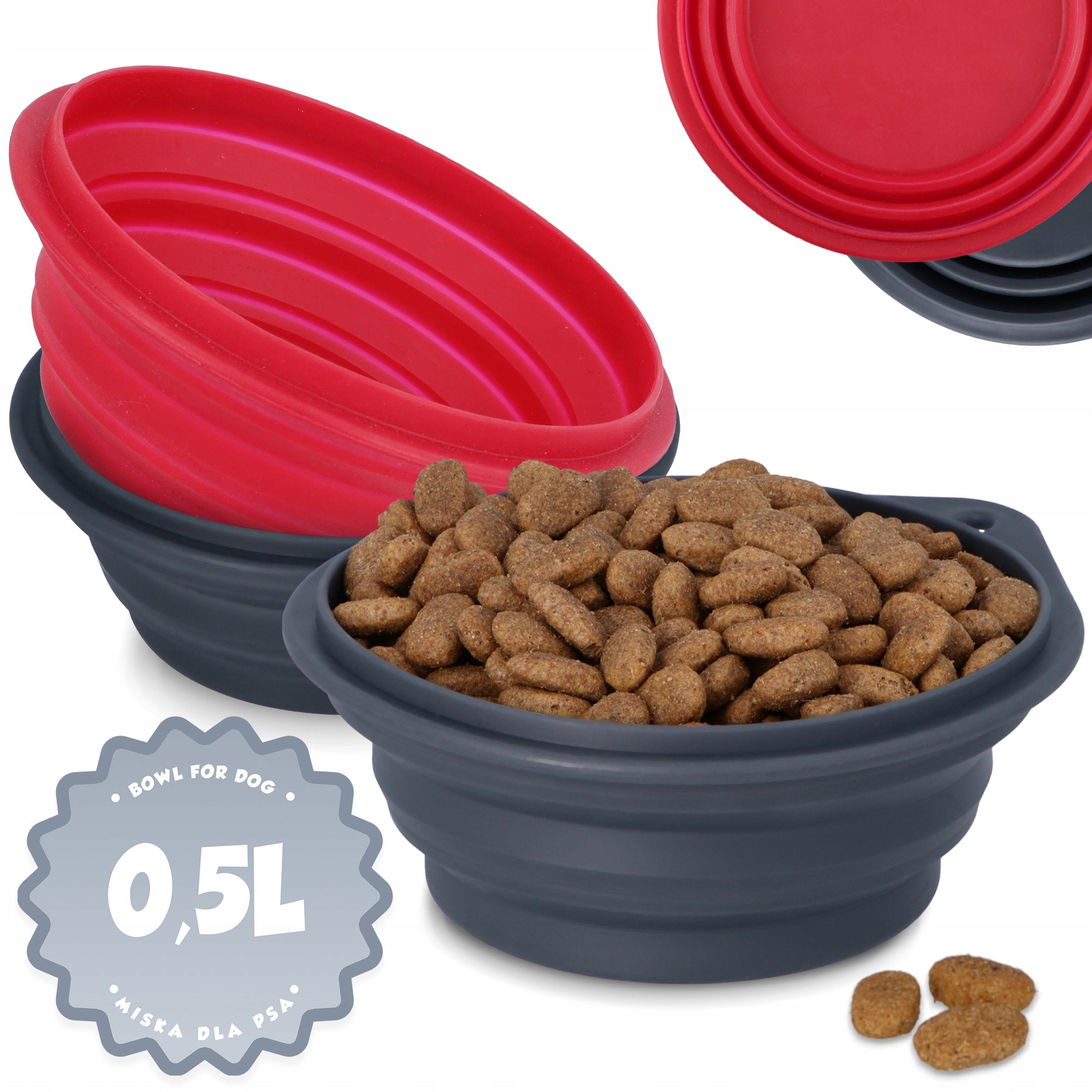 SILICONE FOLDING BOWL for CAT DOG 0,5 l TOURIST BOWL TRAVEL IZ