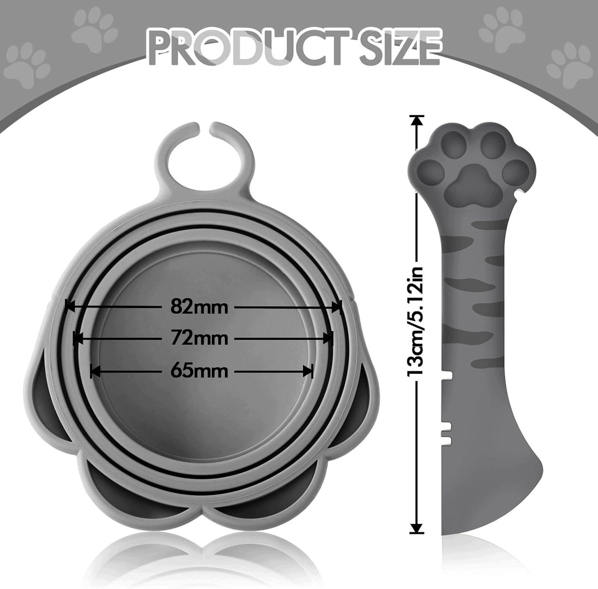SILICONE FOOD CAN LID WITH SPOON AND CAT PAW PATTERN GREY Manufacturer code 0034502272016