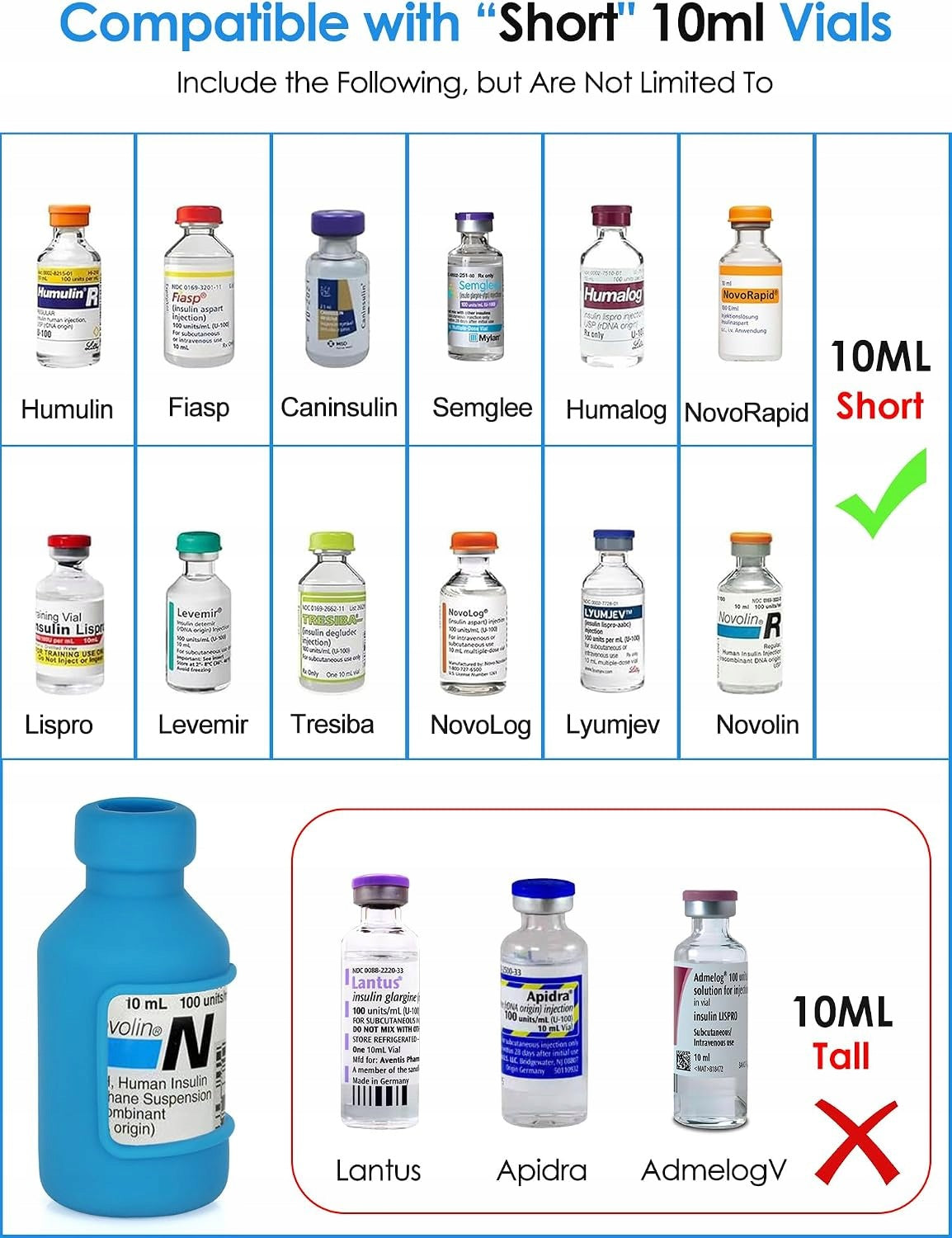 SILICONE INSULIN BOTTLE PROTECTIVE CASE SET OF 3 Medical device type accessories for a medical device or a product without an intended medical purpose
