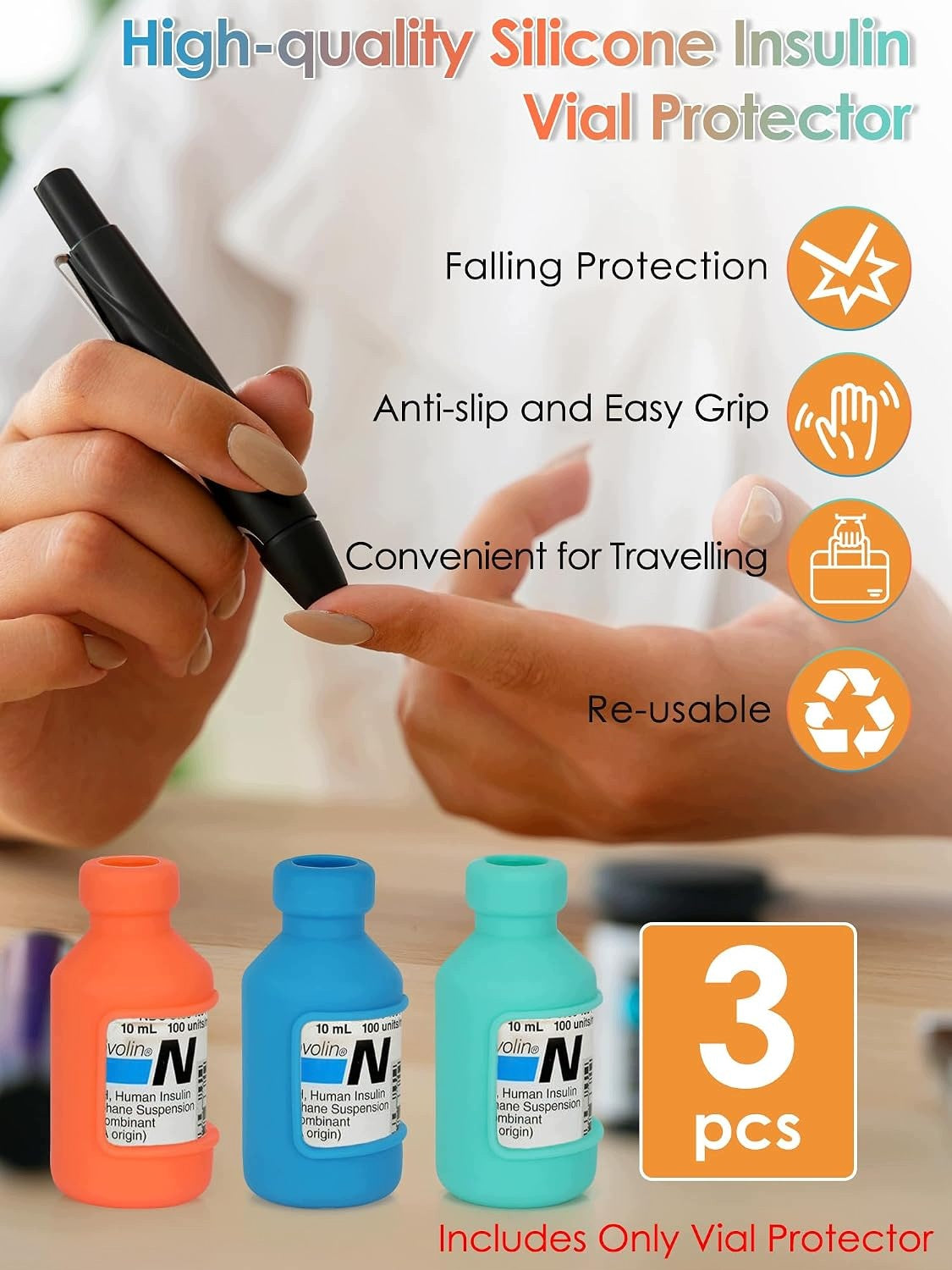 SILICONE INSULIN PROTECTIVE COVERS 3 PCS CASE Medical device no