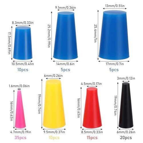 SILICONE LABORATORY TAPERED RUBBER STOPPERS SET OF 100 Manufacturer code SWC5908151480755