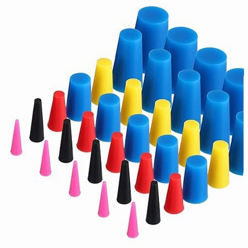 SILICONE LABORATORY TAPERED RUBBER STOPPERS SET OF 100