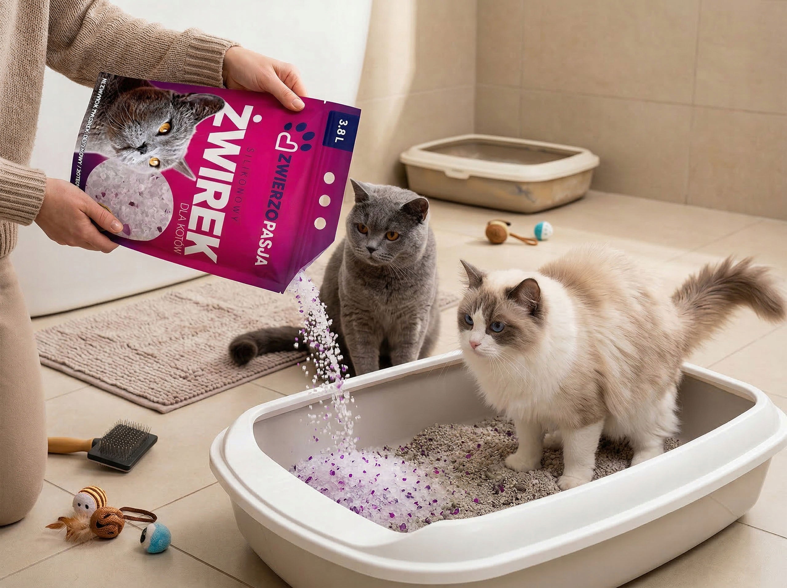 SILICONE LITTER FOR CATS EFFICIENT DUST-FREE ZWIERZOPASJA 3,8L Packaging status original
