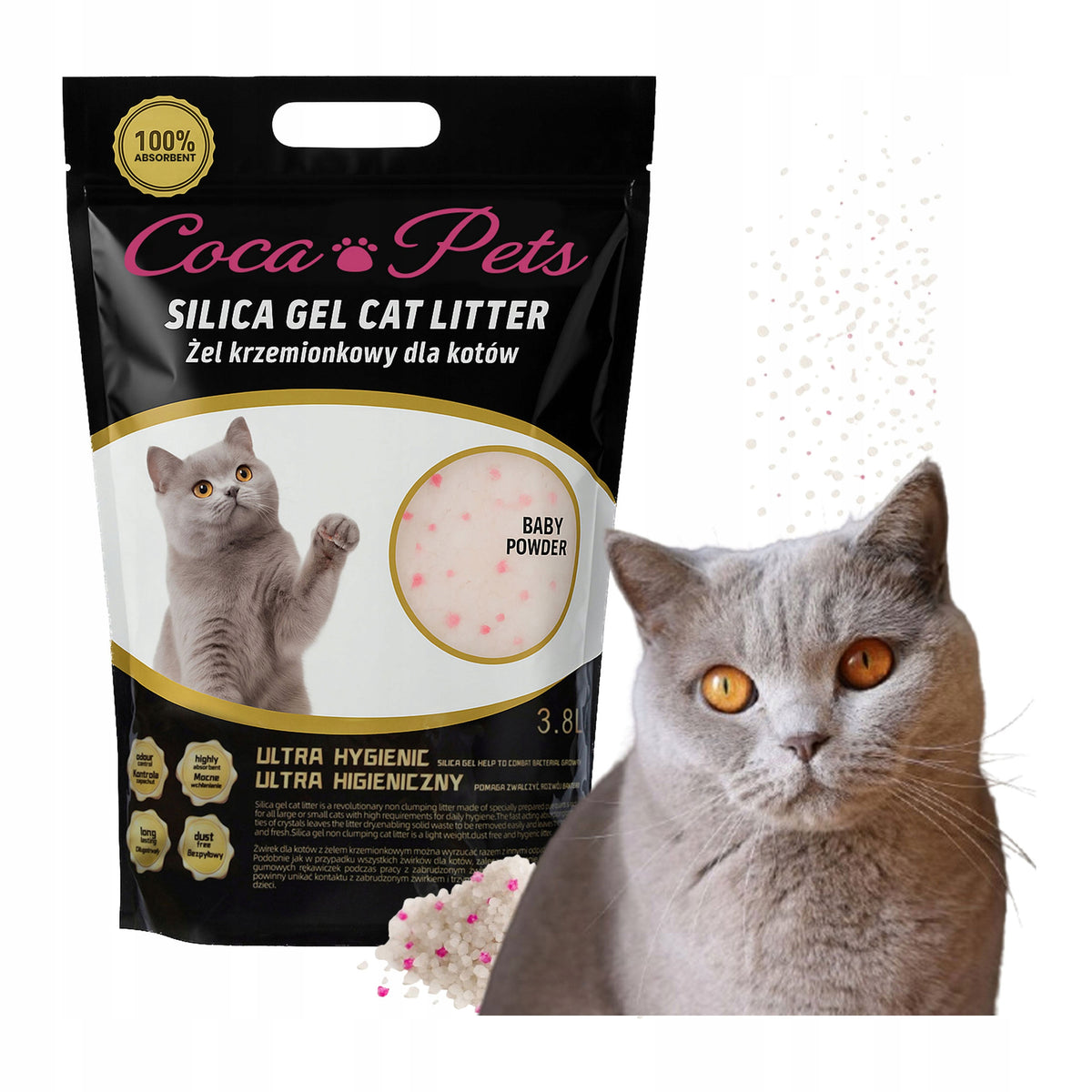SILICONE Litter for Cat FINE DUST-FREE UNSCENTED EFFICIENT 3.8L/1,5KG