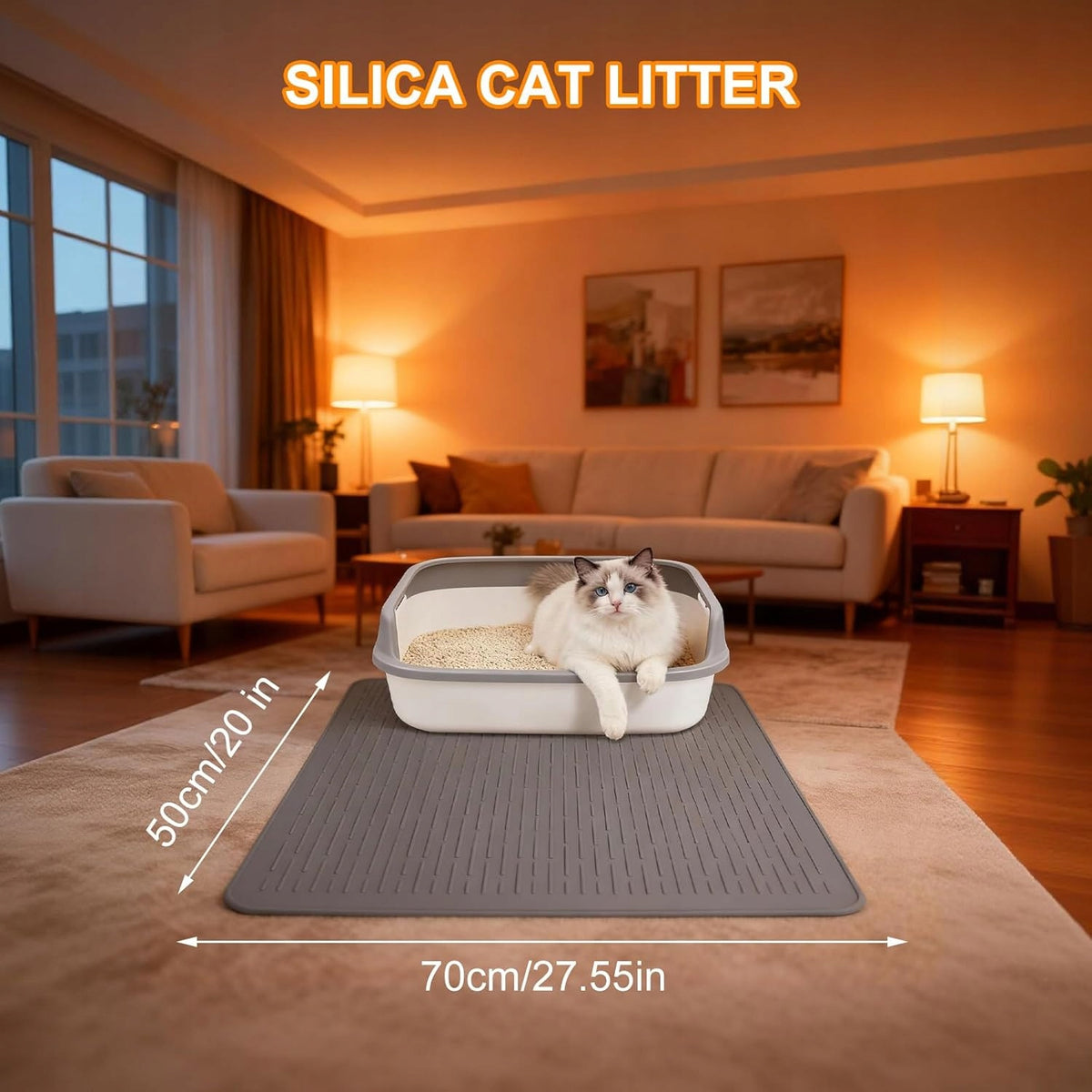 SILICONE MAT 70x50 CM UNDER LITTER BOX FOR CAT ANTI-SLIP Packaging status original