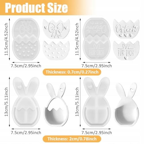 SILICONE MOLDS FOR CASTING EASTER HARE EGG SET OF 4 PCS. Manufacturer code Nieoznaczona