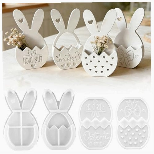 SILICONE MOLDS FOR CASTING EASTER HARE EGG SET OF 4 PCS.