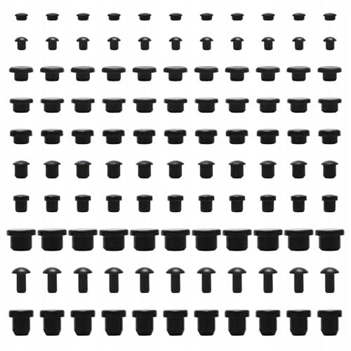 SILICONE PLUGS FOR HOLES 10 SIZES SET OF 100 PCS BLACK Silicone Brand no brand