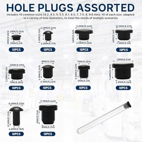 SILICONE PLUGS FOR HOLES 10 SIZES SET OF 100 PCS BLACK Silicone Manufacturer code SWC5908807152289