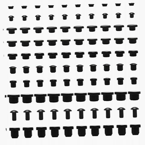SILICONE PLUGS FOR HOLES 10 SIZES SET OF 100 PCS BLACK Silicone