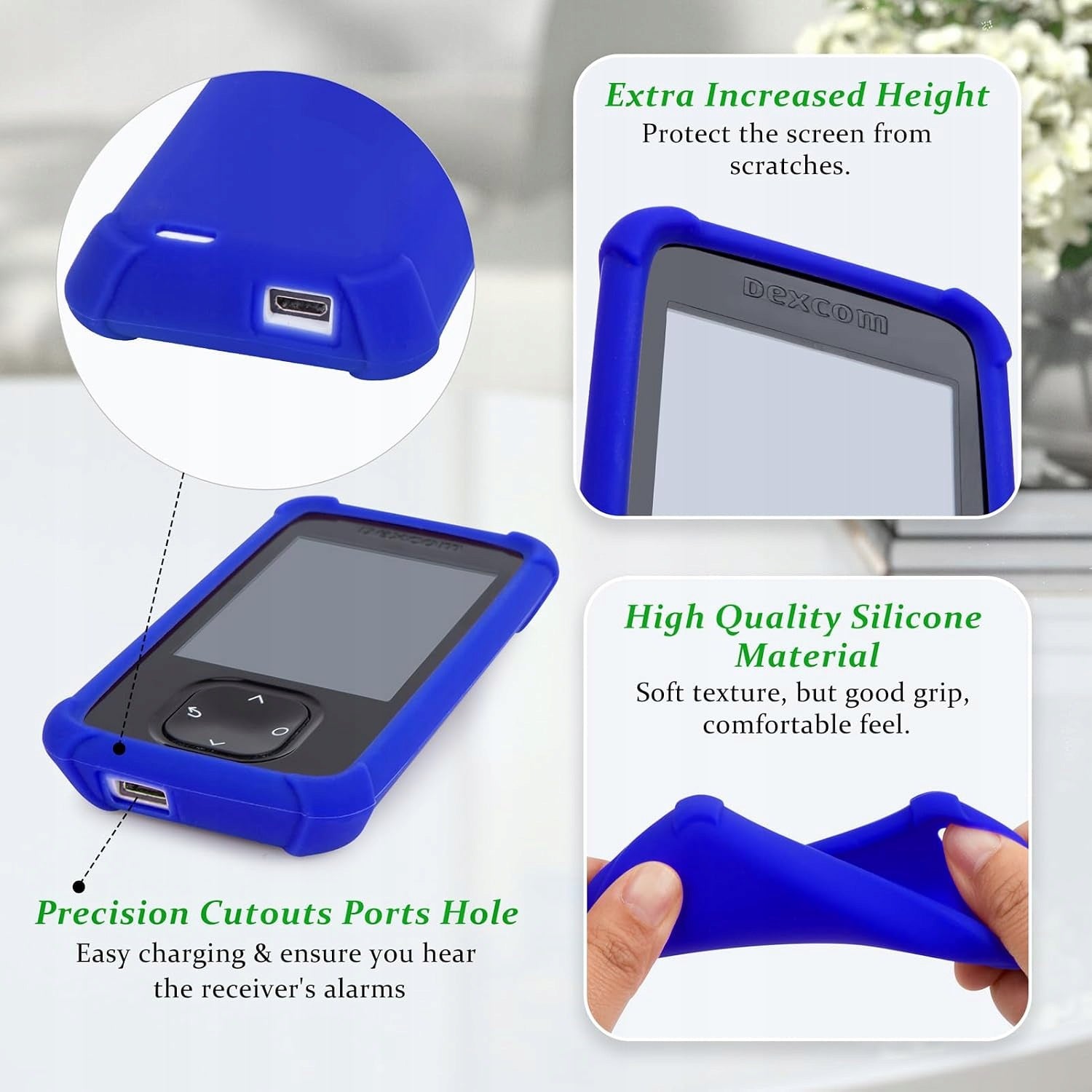 SILICONE PROTECTIVE CASE FOR DEXCOM G7 SENSOR BLUE Medical device no