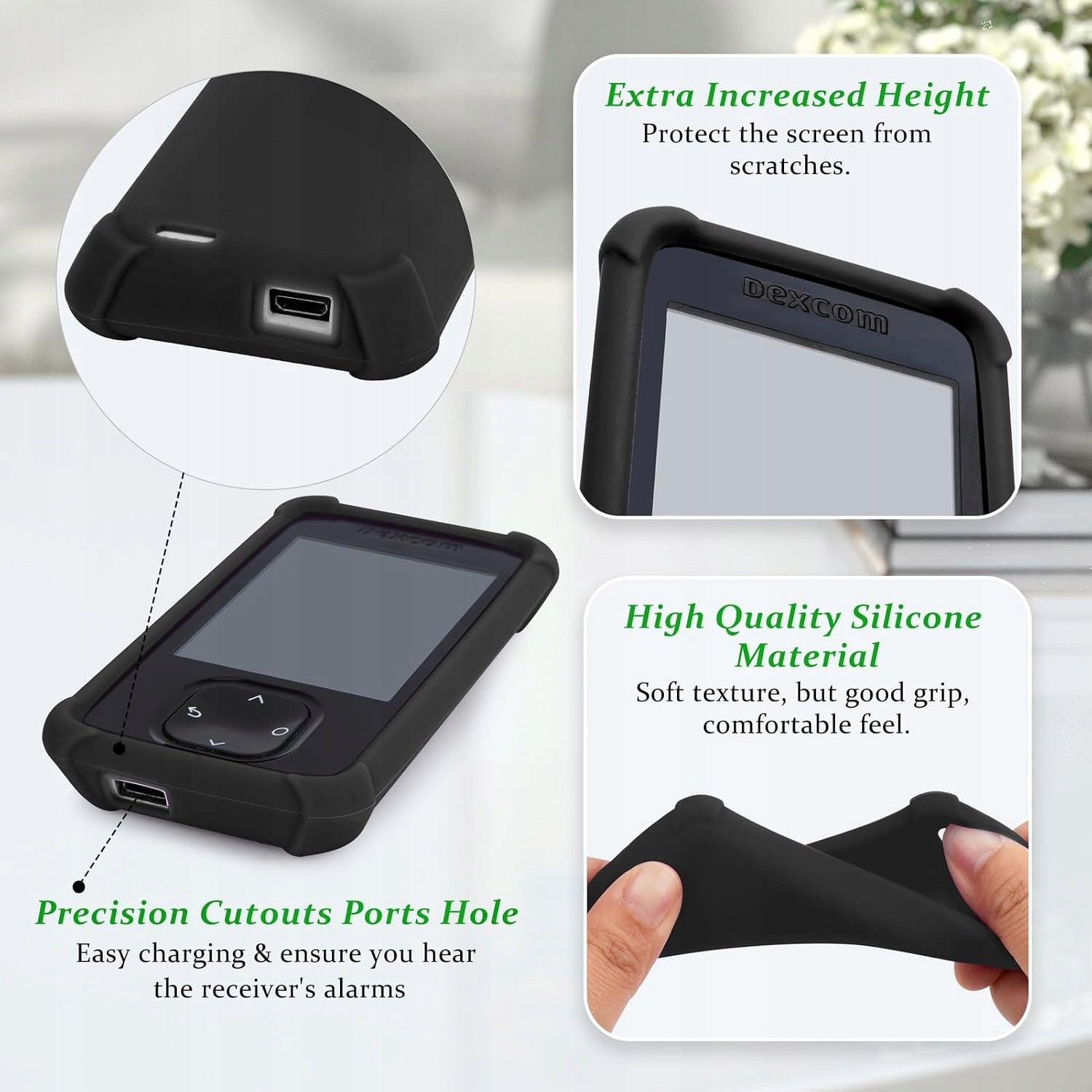 SILICONE PROTECTIVE CASE FOR RECEIVER G7 NON-SLIP BLACK Medical device no