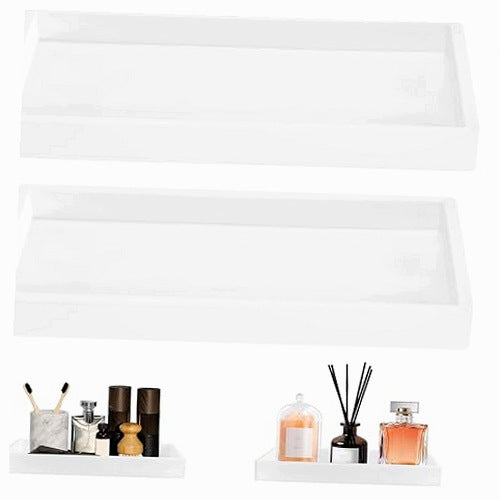 SILICONE STORAGE TRAY MINIMALIST WHITE BATHROOM 2 PACK